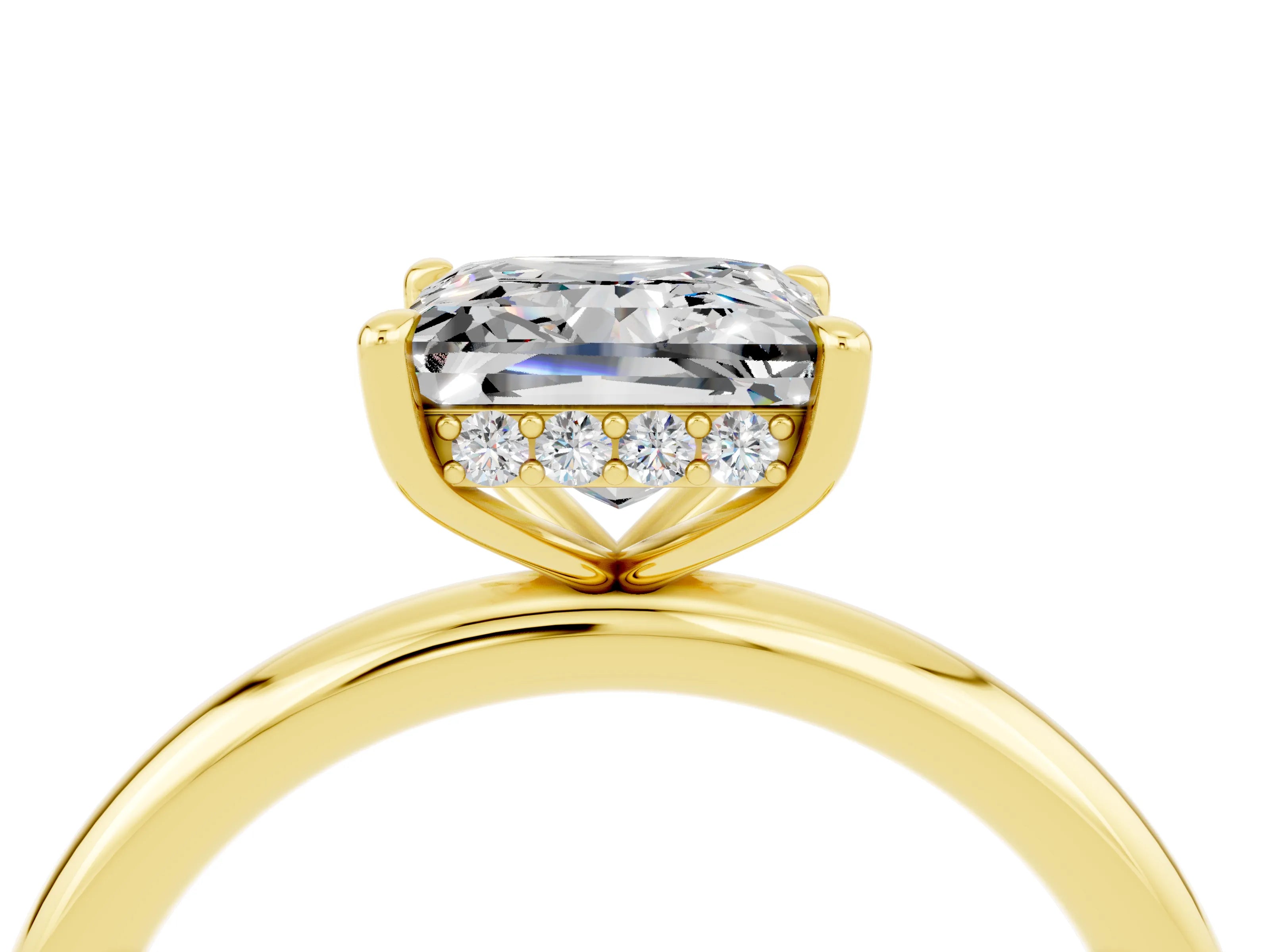 Yellow gold Princess Cut Moissanite Solitaire Ring with Thin Band and Four-Prong Setting_4