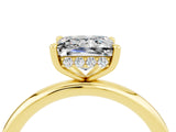 Yellow gold Princess Cut Moissanite Solitaire Ring with Thin Band and Four-Prong Setting_4