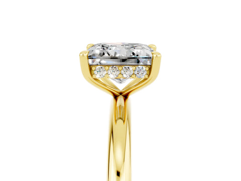 Yellow gold Princess Cut Moissanite Solitaire Ring with Thin Band and Four-Prong Setting_5