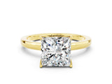 Yellow gold Princess Cut Moissanite Solitaire Ring with Thin Band and Prong Setting_12
