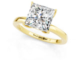Yellow gold Princess Cut Moissanite Solitaire Ring with Thin Band and Prong Setting_13