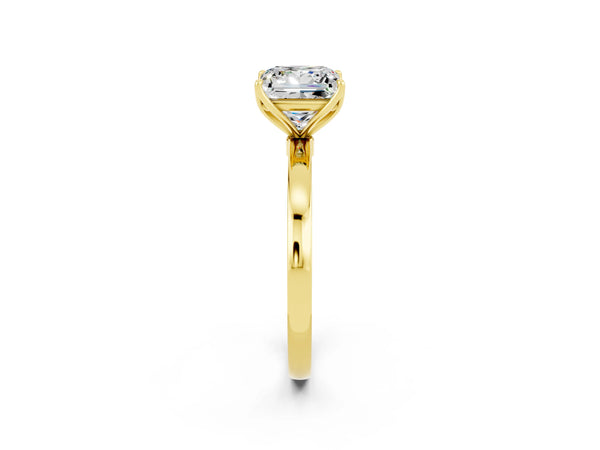 Yellow gold Princess Cut Moissanite Solitaire Ring with Thin Band and Prong Setting