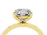 Yellow gold Princess Cut Moissanite Solitaire Ring with Thin Band and Prong Setting_28