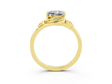 Yellow gold Princess Cut Moissanite Solitaire Ring with Twist Band and Four-Prong Setting_27