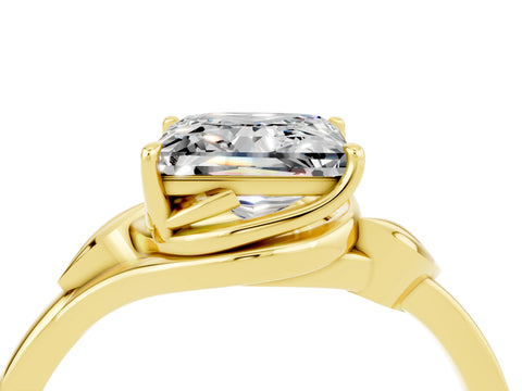 Yellow gold Princess Cut Moissanite Solitaire Ring with Twist Band and Four-Prong Setting_28
