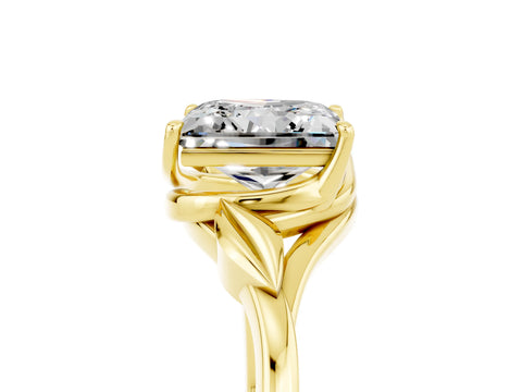 Yellow gold Princess Cut Moissanite Solitaire Ring with Twist Band and Four-Prong Setting_29
