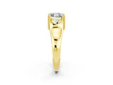 Yellow gold Princess Cut Moissanite Solitaire Ring with Wide Band and Prong Setting_2