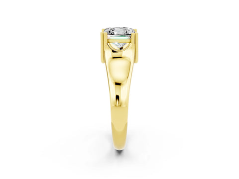Yellow gold Princess Cut Moissanite Solitaire Ring with Wide Band and Prong Setting_2