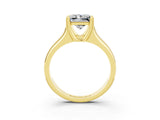 Yellow gold Princess Cut Moissanite Solitaire Ring with Wide Band and Prong Setting_3