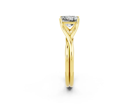 Yellow gold Princess Cut Moissanite Solitaire Twist Band Prong Setting Ring_50
