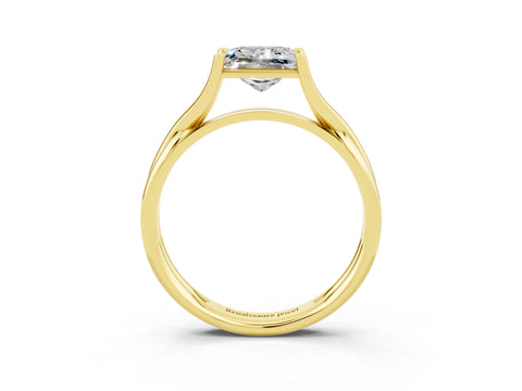 Yellow gold Princess Cut Moissanite Solitaire Twist Band Prong Setting Ring_51