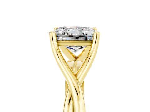 Yellow gold Princess Cut Moissanite Solitaire Twist Band Prong Setting Ring_53