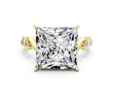 Yellow gold Princess Cut Moissanite Solitaire Twisted Band with Round  Accents and Prong Setting_12