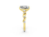 Yellow gold Princess Cut Moissanite Solitaire Twisted Band with Round  Accents and Prong Setting_14