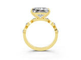 Yellow gold Princess Cut Moissanite Solitaire Twisted Band with Round  Accents and Prong Setting_15