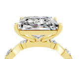 Yellow gold Princess Cut Moissanite Solitaire Twisted Band with Round  Accents and Prong Setting_16