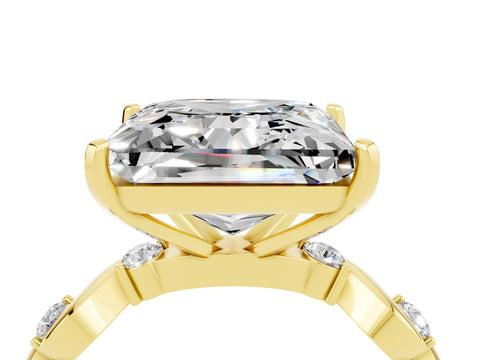 Yellow gold Princess Cut Moissanite Solitaire Twisted Band with Round  Accents and Prong Setting_16