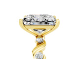 Yellow gold Princess Cut Moissanite Solitaire Twisted Band with Round  Accents and Prong Setting_17