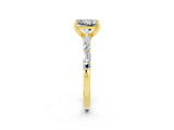Yellow gold Princess Cut Moissanite Solitaire with Side Baguettes and Channel Set Band_2