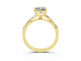 Yellow gold Princess Cut Moissanite Solitaire with Side Baguettes and Channel Set Band_3