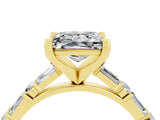 Yellow gold Princess Cut Moissanite Solitaire with Side Baguettes and Channel Set Band_4