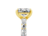 Yellow gold Princess Cut Moissanite Solitaire with Side Baguettes and Channel Set Band_5