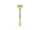 Yellow gold Princess Cut Moissanite Solitaire with Side Stones, Pave Band, Four-Prong Setting_38