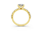 Yellow gold Princess Cut Moissanite Solitaire with Side Stones, Pave Band, Four-Prong Setting_39