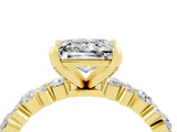 Yellow gold Princess Cut Moissanite Solitaire with Side Stones, Pave Band, Four-Prong Setting_40