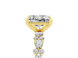 Yellow gold Princess Cut Moissanite Solitaire with Side Stones, Pave Band, Four-Prong Setting_41