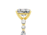 Yellow gold Princess Cut Moissanite Solitaire with Side Stones on a Pavé Band and Four-Prong Setting_5