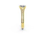 Yellow gold Princess Cut Moissanite Split Shank Engagement Ring with Pavé Band_2