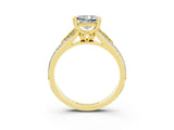 Yellow gold Princess Cut Moissanite Split Shank Engagement Ring with Pavé Band_3