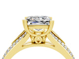 Yellow gold Princess Cut Moissanite Split Shank Engagement Ring with Pavé Band_4