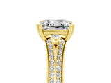Yellow gold Princess Cut Moissanite Split Shank Engagement Ring with Pavé Band_5