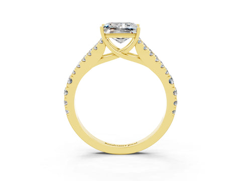 Yellow gold Princess Cut Moissanite Split Shank Pavé Engagement Ring with Four-Prong Setting_15