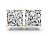 Yellow gold Princess Cut Moissanite Stud Earrings_30