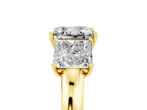 Yellow gold Princess Cut Moissanite Three-Stone Ring with Four-Prong Setting and Classic Band_5