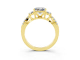 Yellow gold Princess Cut Moissanite Three-Stone Ring with Pavé Split Shank and Four-Prong Setting_3