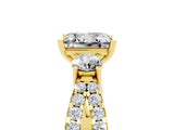 Yellow gold Princess Cut Moissanite Three-Stone Ring with Pavé Split Shank and Four-Prong Setting_5