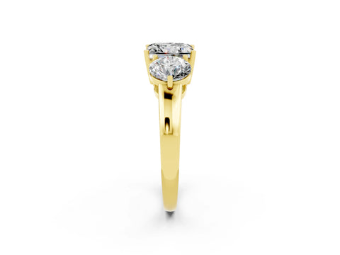 Yellow gold Princess Cut Moissanite Three-Stone Ring with Prong Setting and Classic Band_2