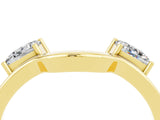 Yellow gold Princess Cut Moissanite Two-Stone Open Band Ring with Four-Prong Setting_10