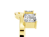 Yellow gold Princess Cut Moissanite Two-Stone Open Band Ring with Four-Prong Setting_11