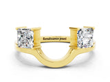 Yellow gold Princess Cut Moissanite Two-Stone Open Band Ring with Four-Prong Setting_6
