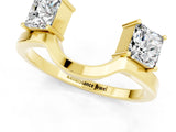 Yellow gold Princess Cut Moissanite Two-Stone Open Band Ring with Four-Prong Setting_7