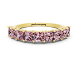 Yellow gold Princess Cut Morganite Channel-Set Eternity Band with Prong Setting_6