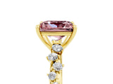 Yellow gold Princess Cut Morganite Cluster Side Stone Solitaire Ring with Prong Setting_29