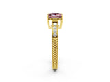 Yellow gold Princess Cut Morganite Engagement Ring with Milgrain Channel Set Band and Prong Setting_2