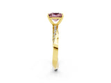 Yellow gold Princess Cut Morganite Engagement Ring with Side Stone Accents and Four-Prong Setting_29