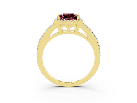 Yellow gold Princess Cut Morganite Halo Split Shank Engagement Ring_15